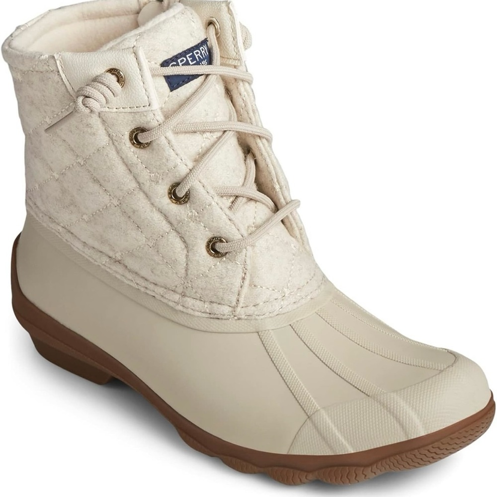 Sperry Women's Cream Quilted Duck Boots